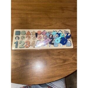 BEKILOLE Colorful Wooden Number Puzzle for Toddler Activities Montessori Toys